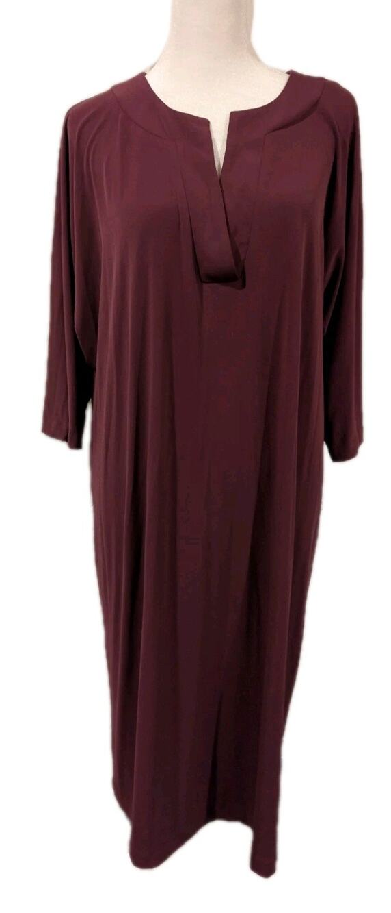 Talbots Women's Size 16 Large Shirt Dress $149 New Plum Wine Stretchy Maxi Nwt